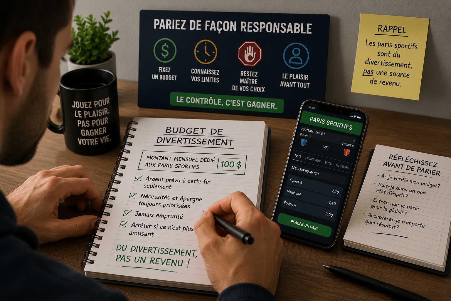 Personne définissant un budget de divertissement pour pratiquer les paris sportifs de façon responsable plutôt que comme source de revenu